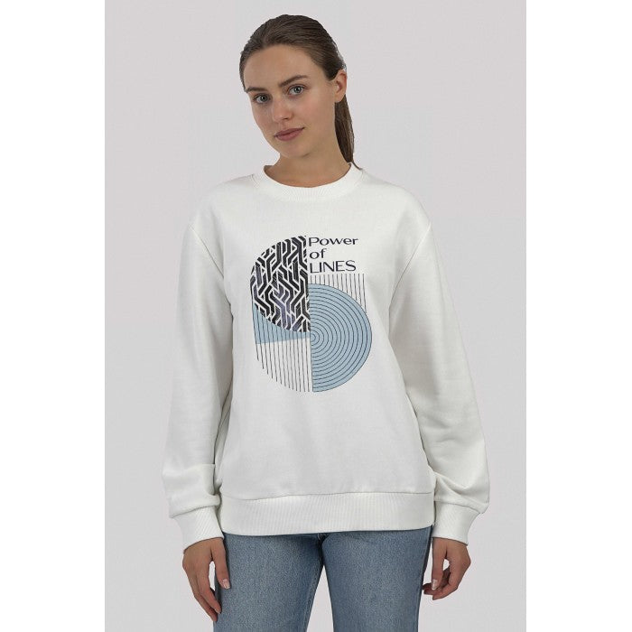Бяла блуза с принт "Power of Lines"