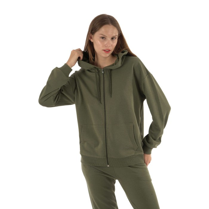 Суитшърт с цип и качулка Olive Green