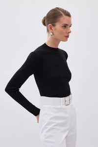 Черно полуполо с дълъг ръкав