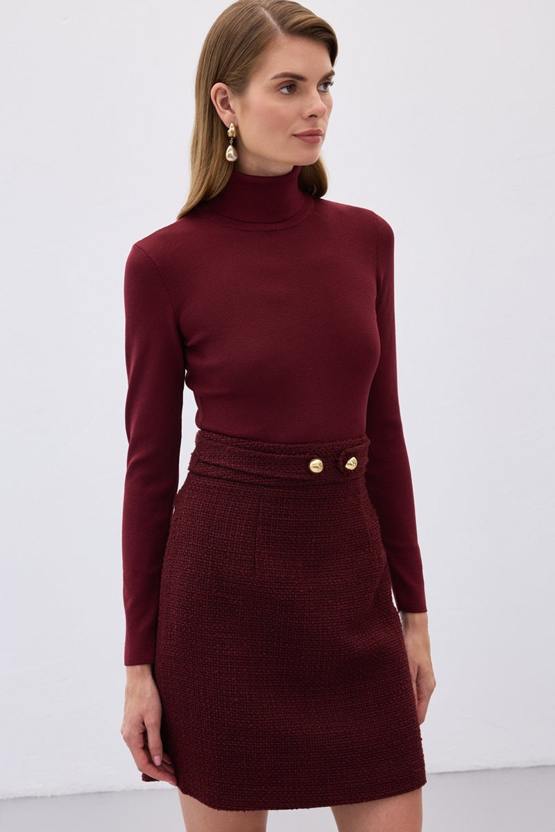 Бордо поло с дълъг ръкав