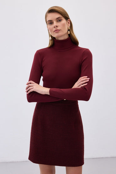 Бордо поло с дълъг ръкав