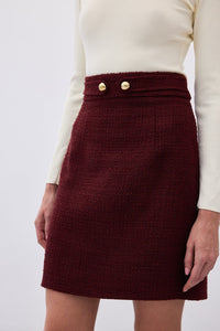 Елегантен туид комплект от пола и сако в бордо