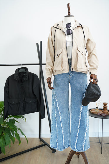 Късо бежово яке пролет/есен