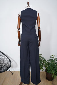 Тъмносин елегантен комплект с панталон, елек и сако