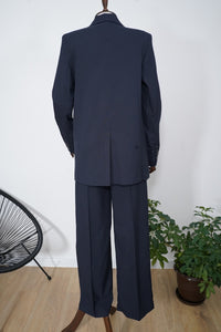 Тъмносин елегантен комплект с панталон, елек и сако