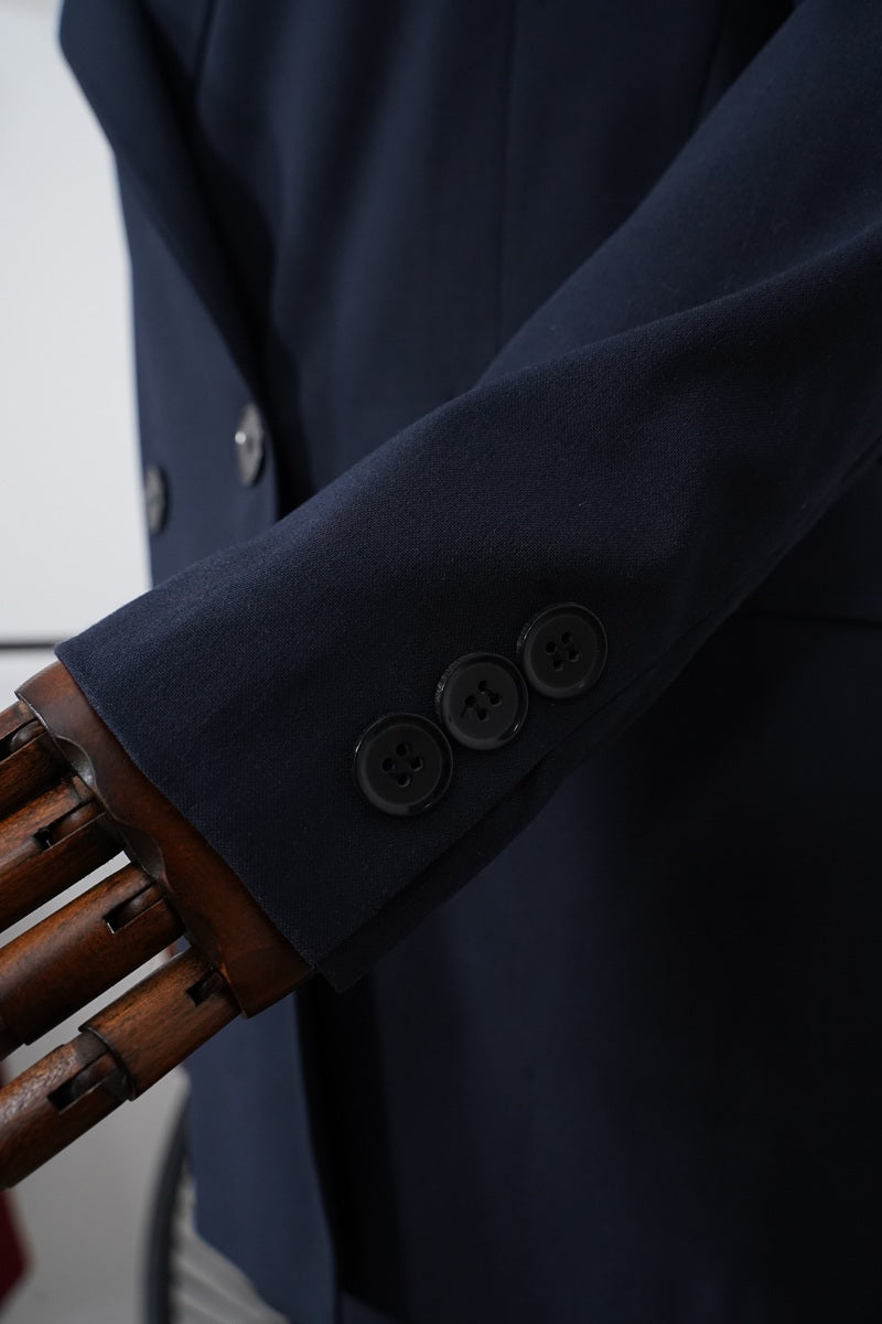 Тъмносин елегантен комплект с панталон, елек и сако