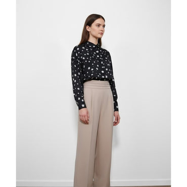 Черна сатенена риза с бели точки