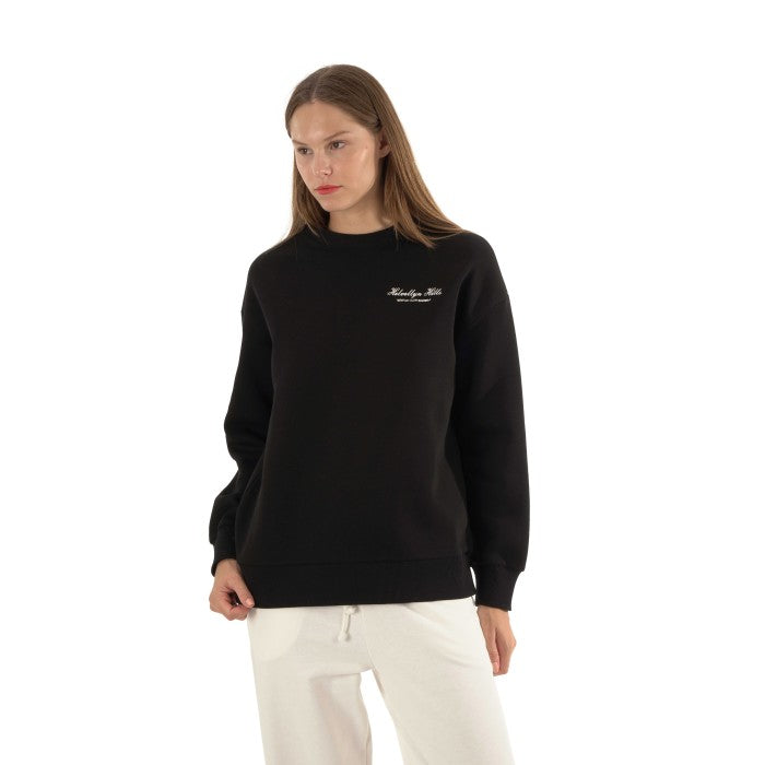 Черна ватирана блуза с минималистичен надпис