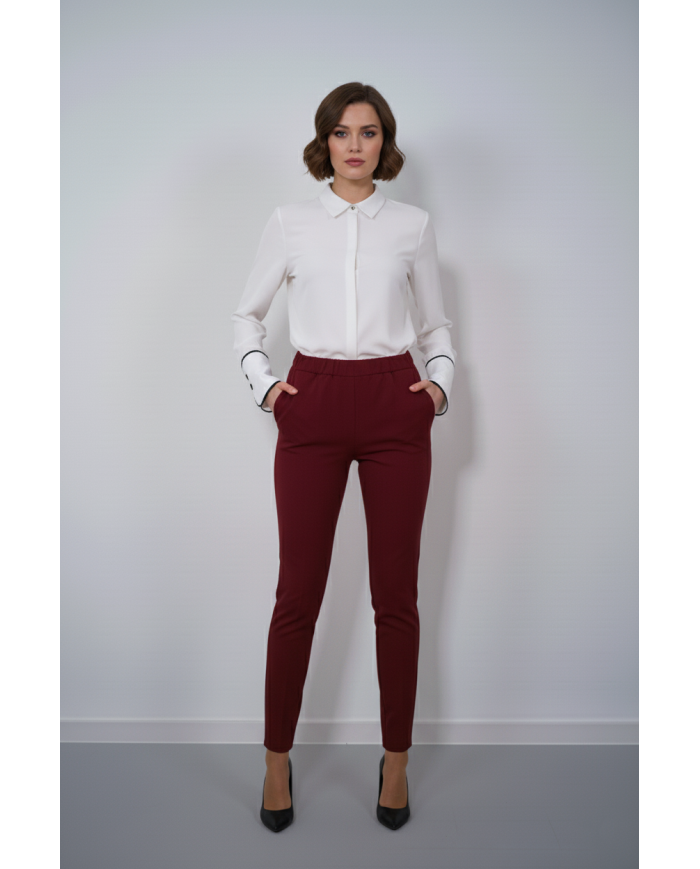 Елегантен панталон в цвят бордо