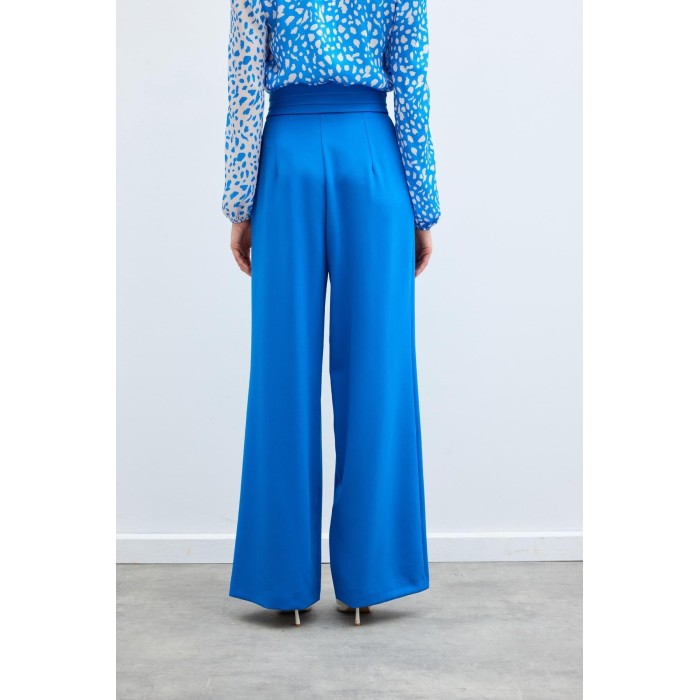 Елегантен панталон с висока талия в индиго синьо