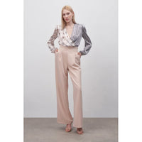 Елегантен панталон с висока талия в светло пясъчно-бежово