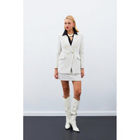 Елегантен туид комплект от пола и сако в екрю