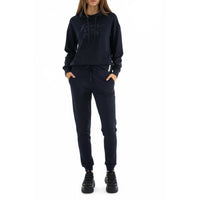 Спортен дамски комплект худи и панталон в нощно синьо